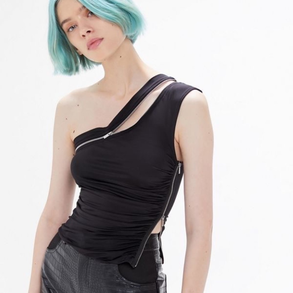 I.AM.GIA Black Lucienne Zipper Detail Top